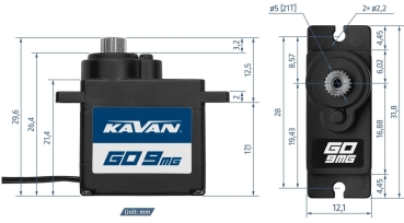 KAV20.9MG Servo GO-9MG digi Piko/12,1mm 22N/0,11s